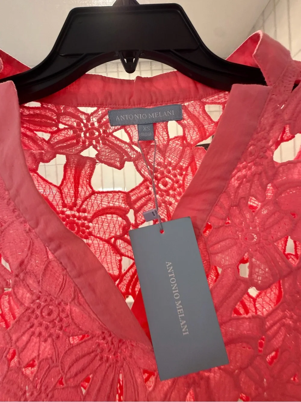 ANTONIO MELANI Hot Pink Crochet V-Neck Swim Coverup - Picture 3 of 6